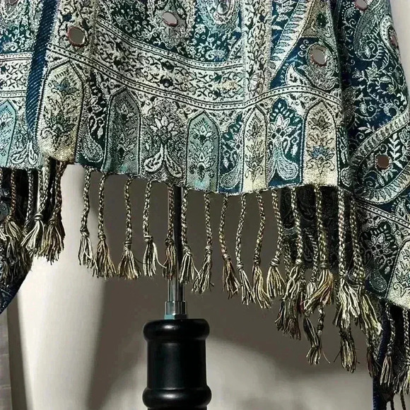 UNBRANDED Multicolor Multi Detailed Mirrored Fringed Wrap Scarf - Picture 6 of 6